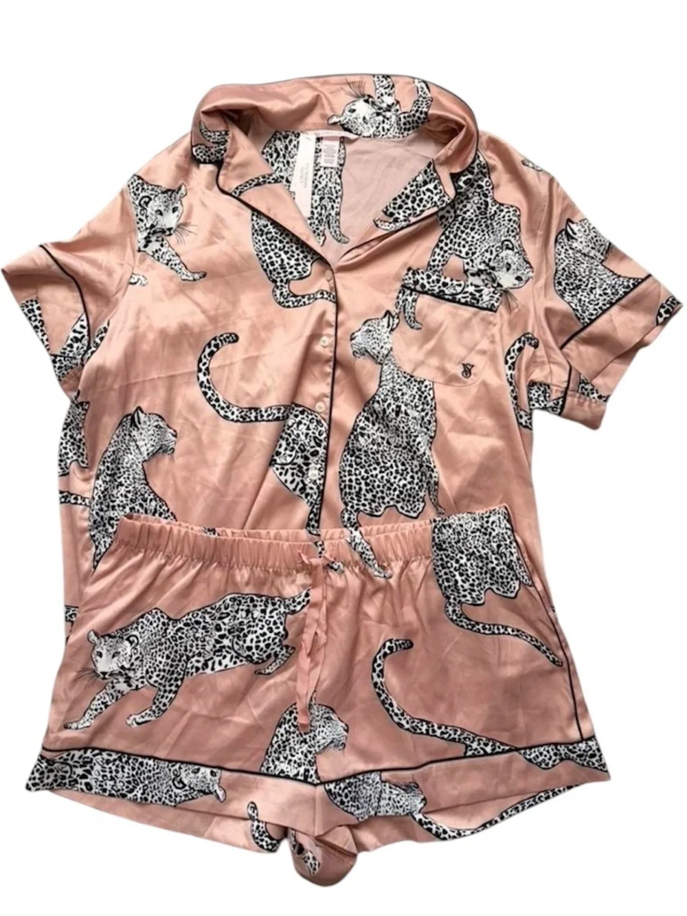 Victoria's Secret Pink Leopard-Print Satin Short Pajama Set Limited edition XL